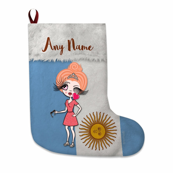 Womens Personalized Christmas Stocking - Argentinian Flag - Image 2