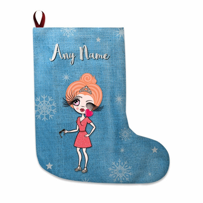 Womens Personalized Christmas Stocking - Blue Jute - Image 3