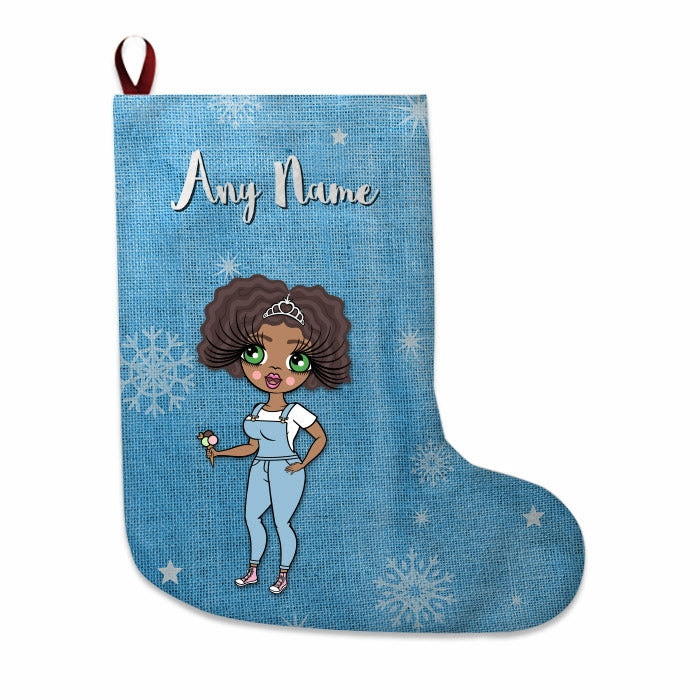 Womens Personalized Christmas Stocking - Blue Jute - Image 1