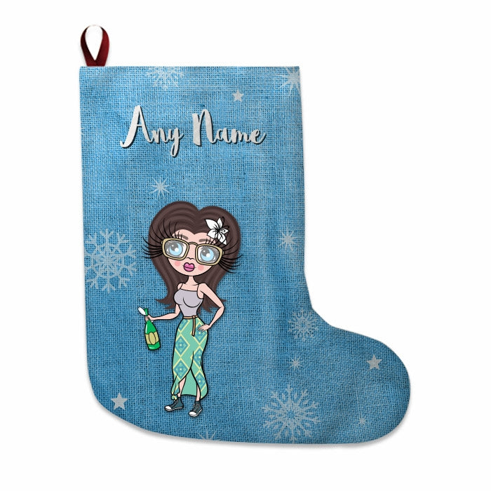 Womens Personalized Christmas Stocking - Blue Jute - Image 4