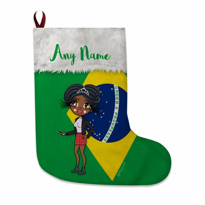 Womens Personalized Christmas Stocking - Brazilian Flag - Image 2