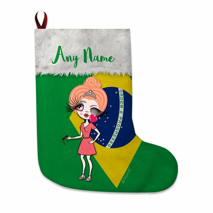Womens Personalized Christmas Stocking - Brazilian Flag - Image 3