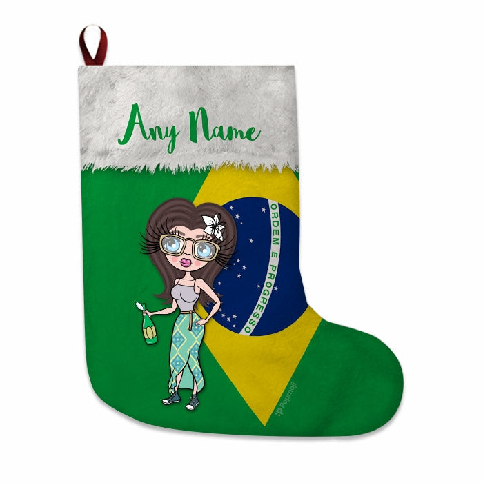Womens Personalized Christmas Stocking - Brazilian Flag - Image 4