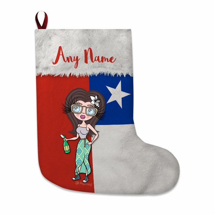 Womens Personalized Christmas Stocking - Chilean Flag - Image 2