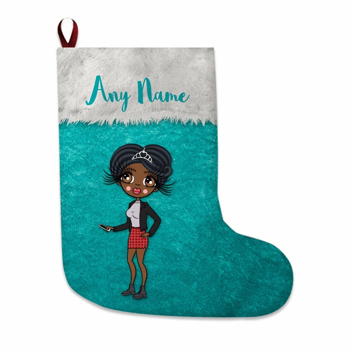 Womens Personalized Christmas Stocking - Classic Light Blue - Image 1