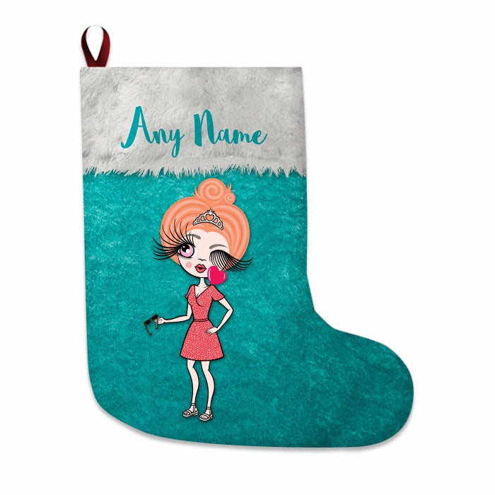 Womens Personalized Christmas Stocking - Classic Light Blue - Image 2