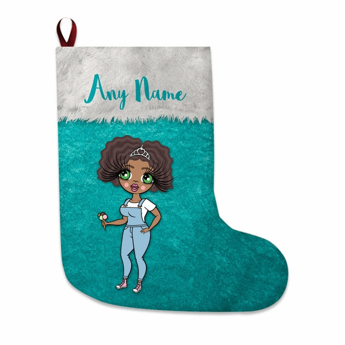 Womens Personalized Christmas Stocking - Classic Light Blue - Image 4