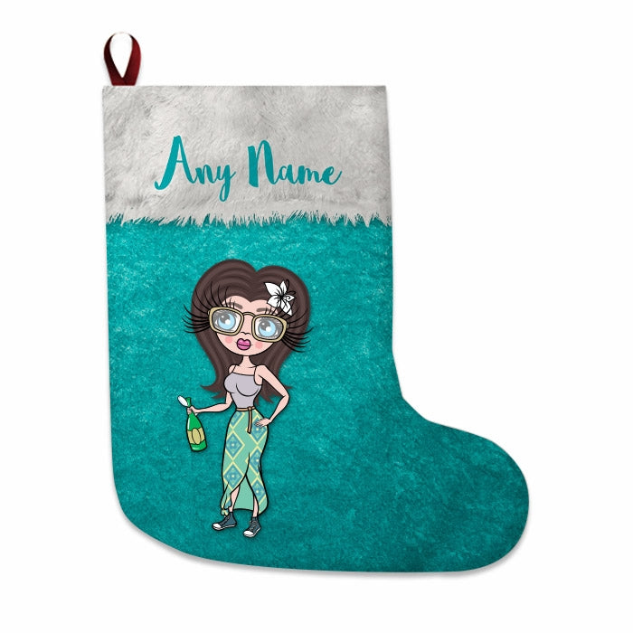Womens Personalized Christmas Stocking - Classic Light Blue - Image 3