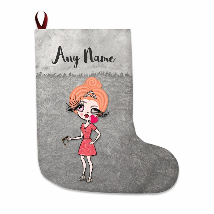 Womens Personalized Christmas Stocking - Classic Silver - Image 1