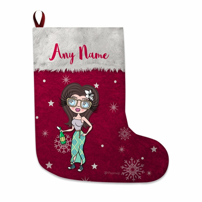 Womens Personalized Christmas Stocking - Classic Red Snowflake - Image 2
