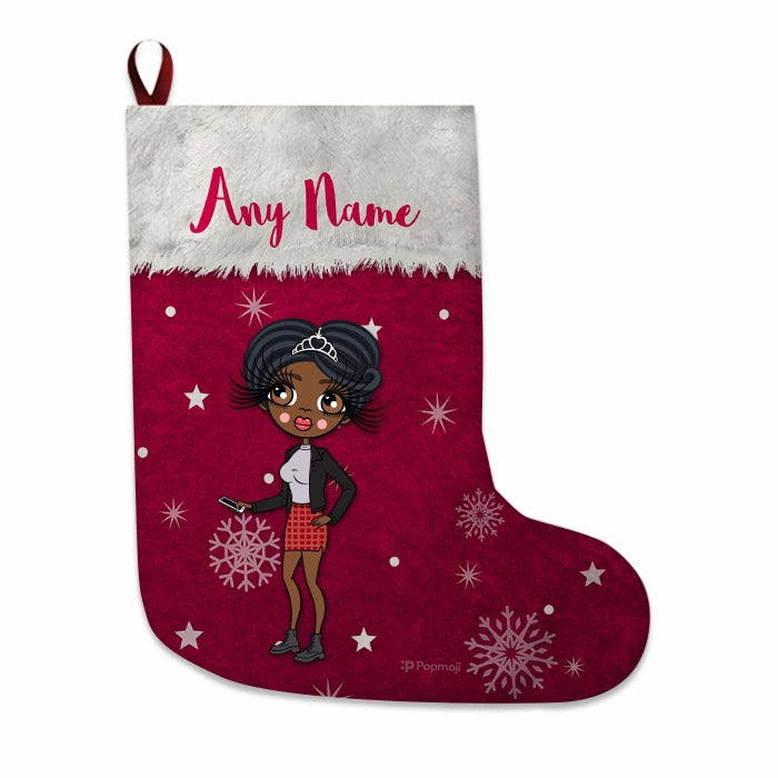 Womens Personalized Christmas Stocking - Classic Red Snowflake - Image 1