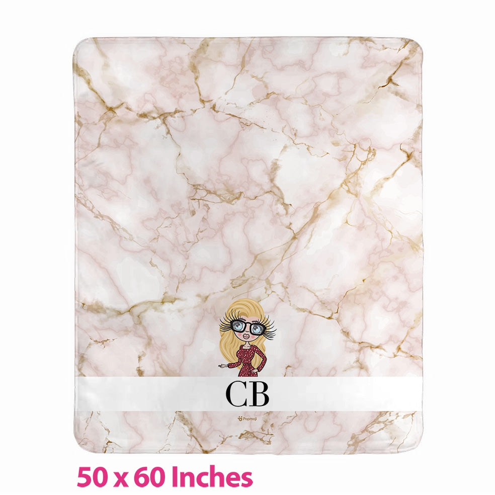Womens Lux Collection Pink Marble Fleece Blanket - Image 1