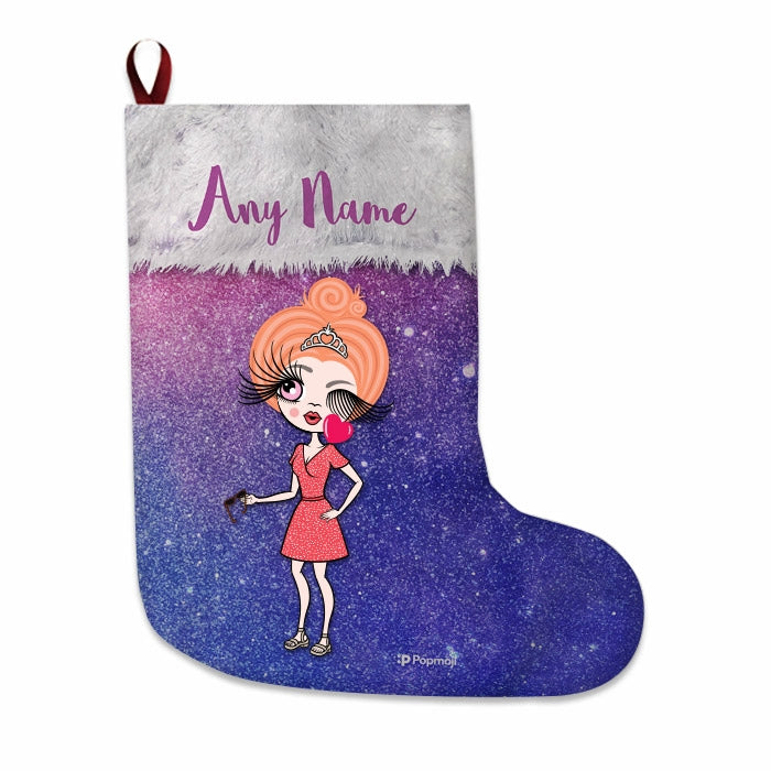 Womens Personalized Christmas Stocking - Galaxy Glitter - Image 4
