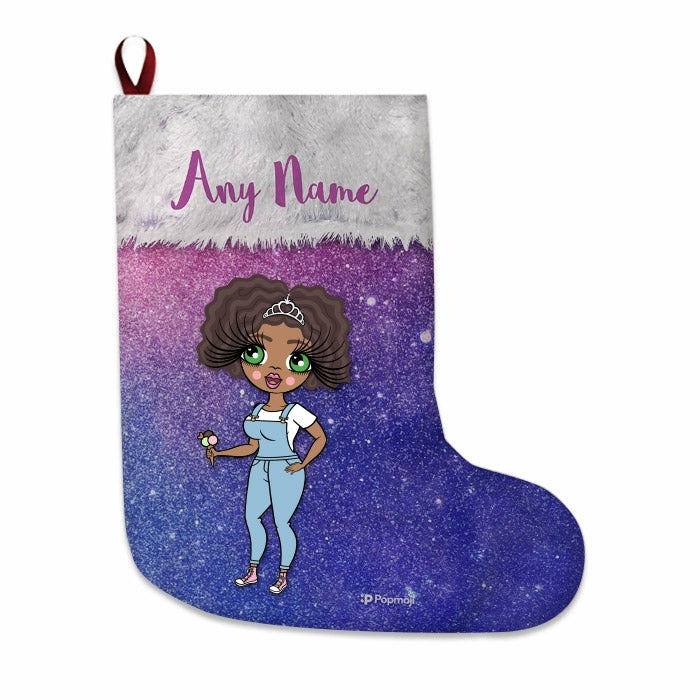 Womens Personalized Christmas Stocking - Galaxy Glitter - Image 1