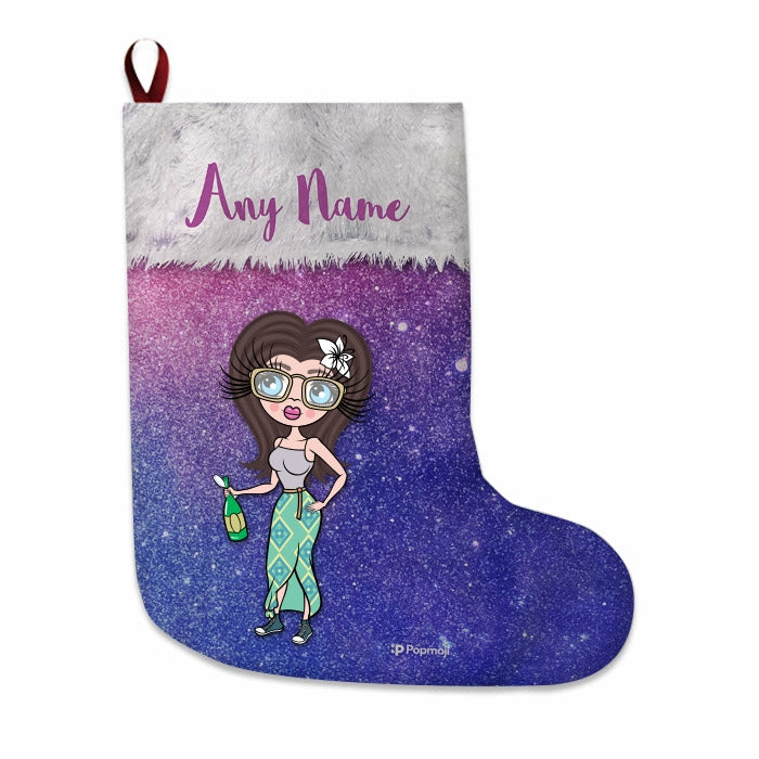 Womens Personalized Christmas Stocking - Galaxy Glitter - Image 3