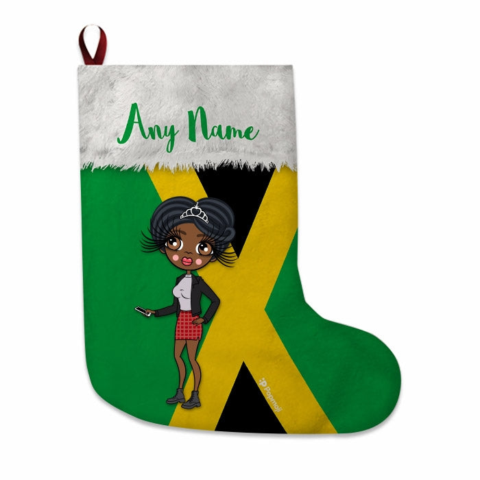 Womens Personalized Christmas Stocking - Jamaican Flag - Image 1