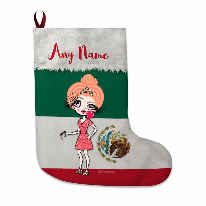 Womens Personalized Christmas Stocking - Mexican Flag - Image 2