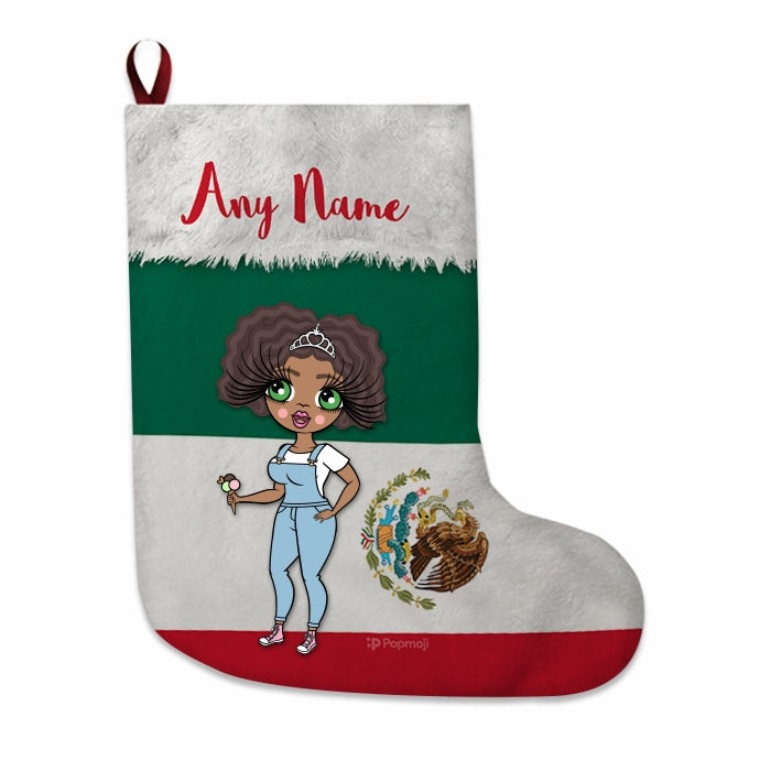 Womens Personalized Christmas Stocking - Mexican Flag - Image 1