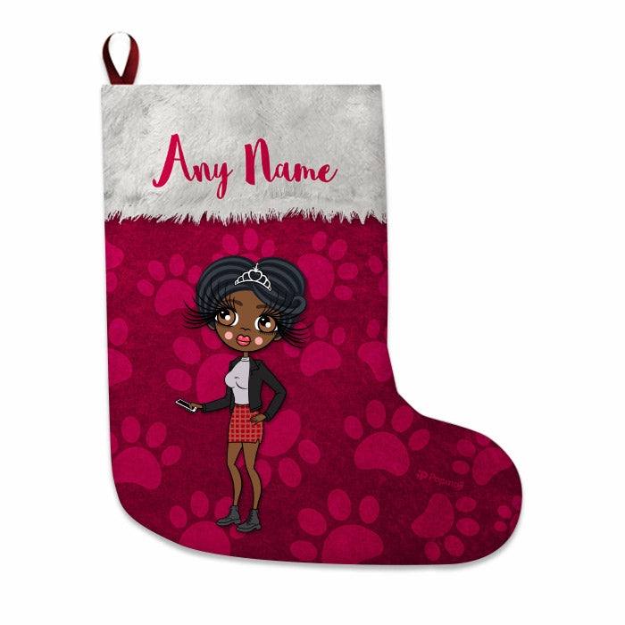 Womens Personalized Christmas Stocking - Paw Print - Image 2