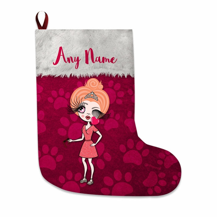 Womens Personalized Christmas Stocking - Paw Print - Image 4