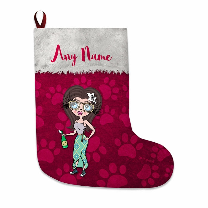 Womens Personalized Christmas Stocking - Paw Print - Image 3