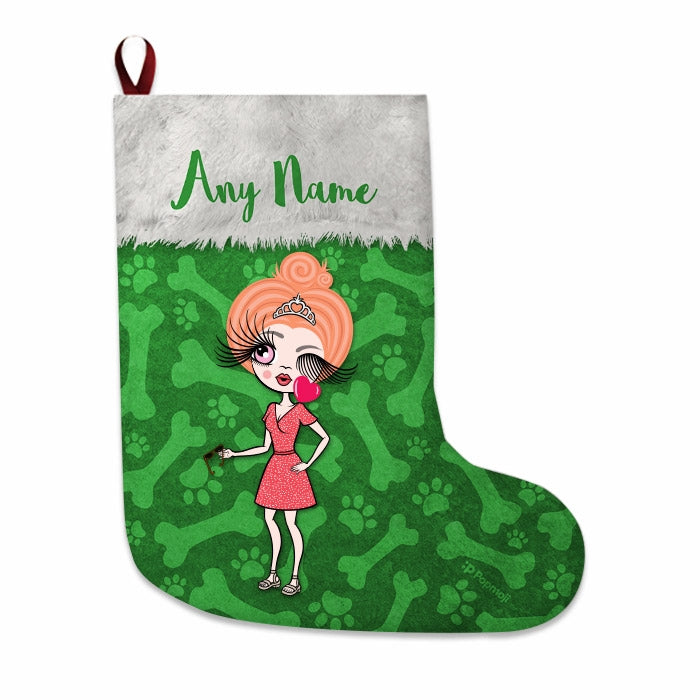 Womens Personalized Christmas Stocking - Bones Pattern - Image 1