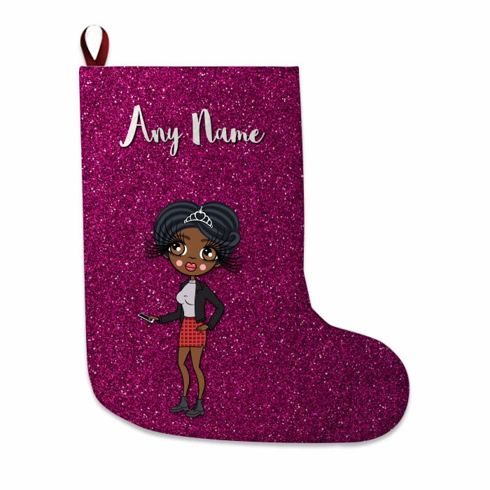 Womens Personalized Christmas Stocking - Pink Glitter - Image 4