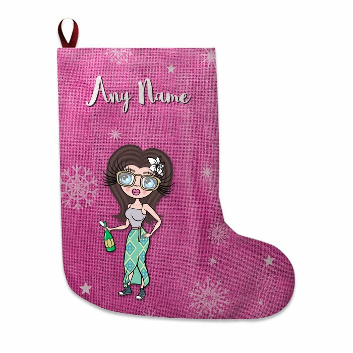Womens Personalized Christmas Stocking - Pink Jute - Image 2