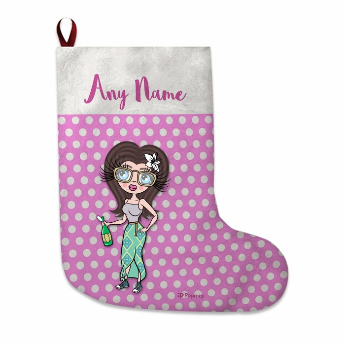 Womens Personalized Christmas Stocking - Polka Dots - Image 2