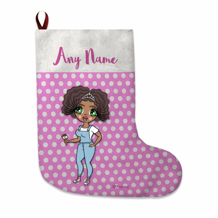 Womens Personalized Christmas Stocking - Polka Dots - Image 1