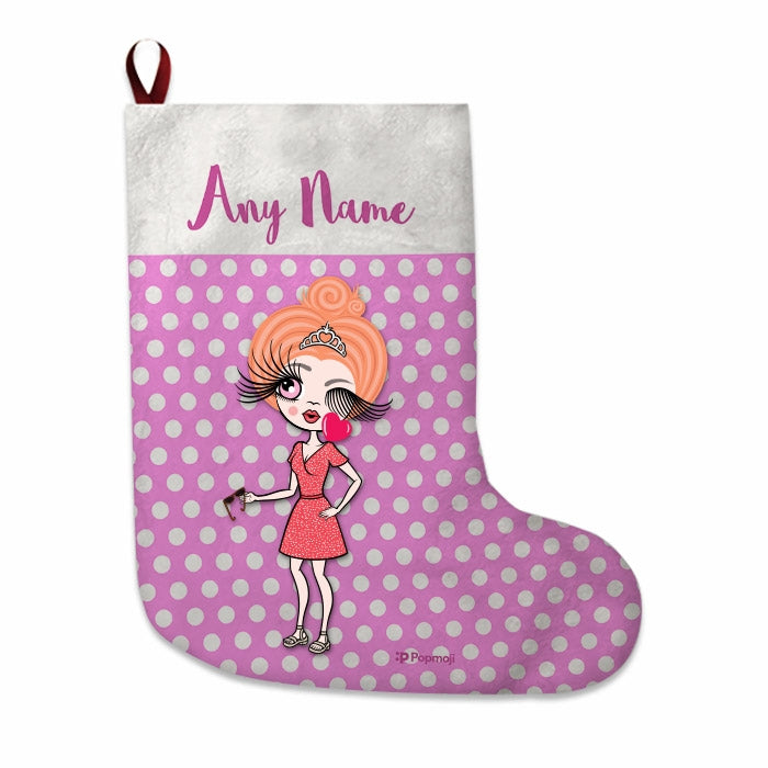 Womens Personalized Christmas Stocking - Polka Dots - Image 4