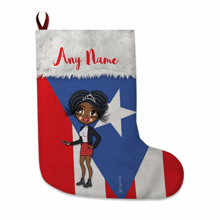 Womens Personalized Christmas Stocking - Puerto Rican Flag - Image 1