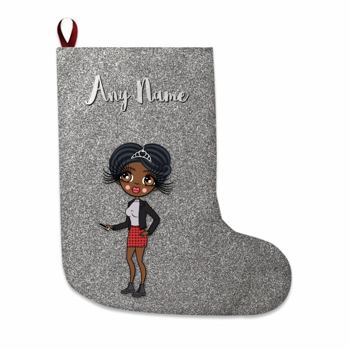 Womens Personalized Christmas Stocking - Silver Glitter - Image 4
