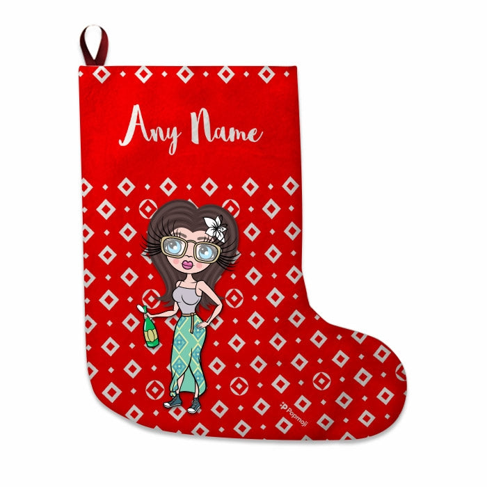 Womens Personalized Christmas Stocking - Diamonds Pattern - Image 2