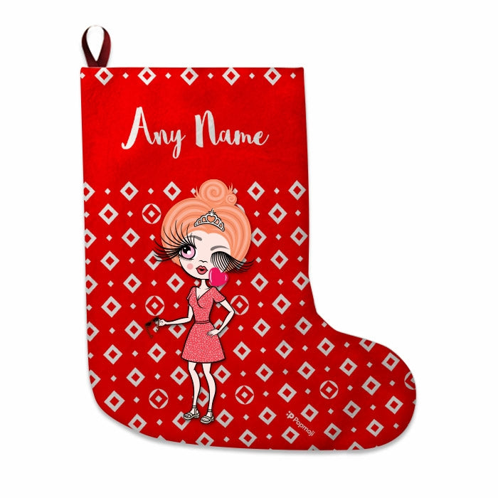 Womens Personalized Christmas Stocking - Diamonds Pattern - Image 3