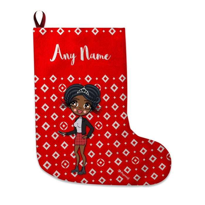 Womens Personalized Christmas Stocking - Diamonds Pattern - Image 1