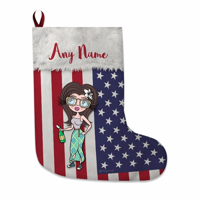 Womens Personalized Christmas Stocking - American Flag - Image 2