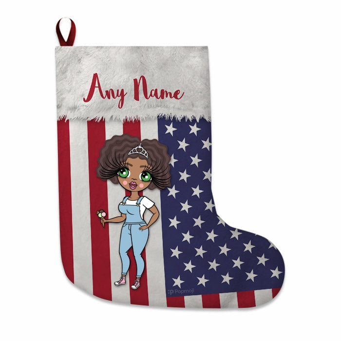 Womens Personalized Christmas Stocking - American Flag - Image 1