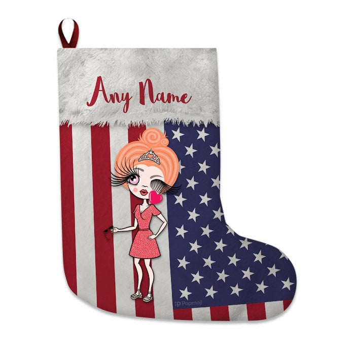 Womens Personalized Christmas Stocking - American Flag - Image 4