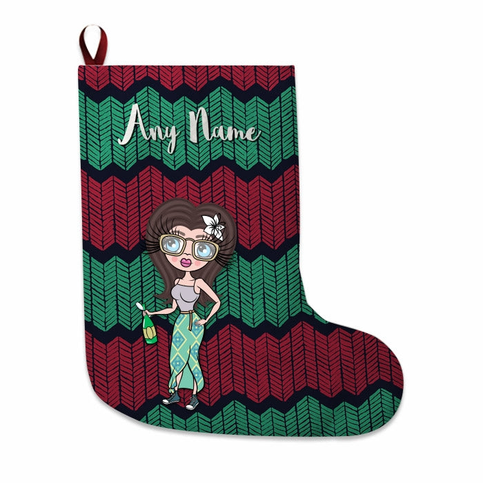 Womens Personalized Christmas Stocking - Zig Zags - Image 2