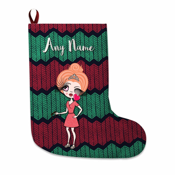 Womens Personalized Christmas Stocking - Zig Zags - Image 3