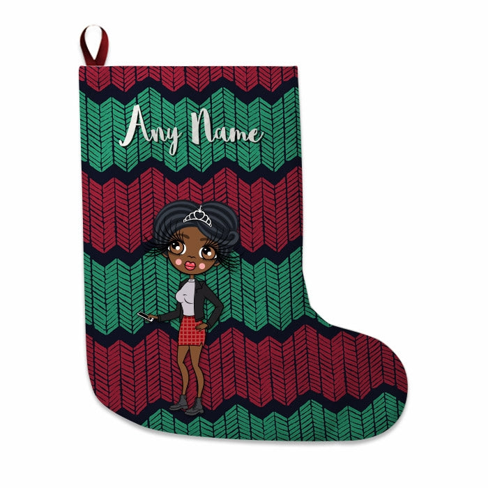 Womens Personalized Christmas Stocking - Zig Zags - Image 1