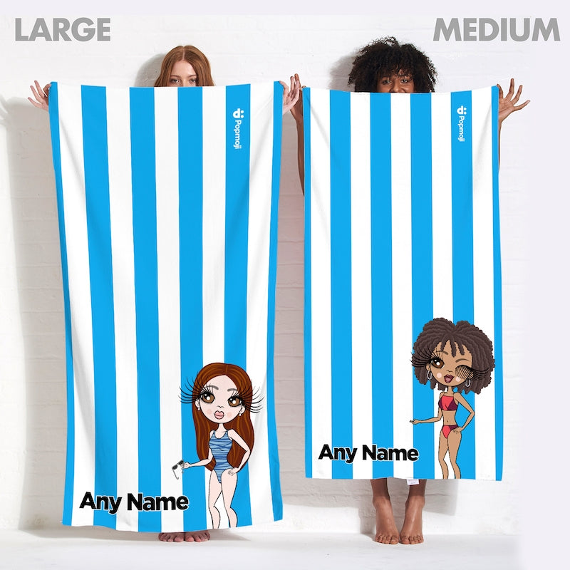 ClaireaBella Personalized Blue Stripe Beach Towel - Image 3