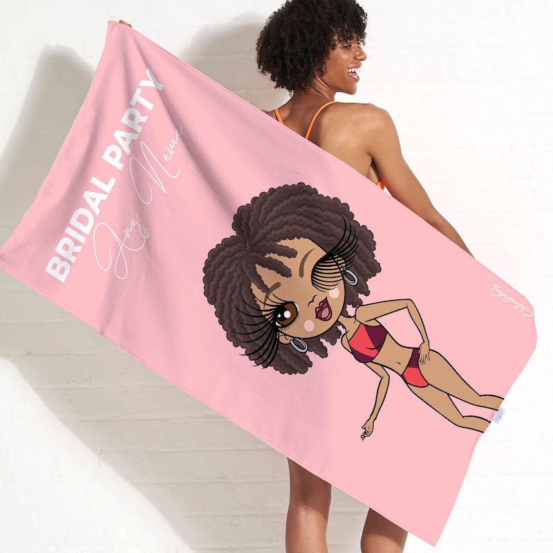 ClaireaBella Bold Bridal Party Blush Beach Towel - Image 1