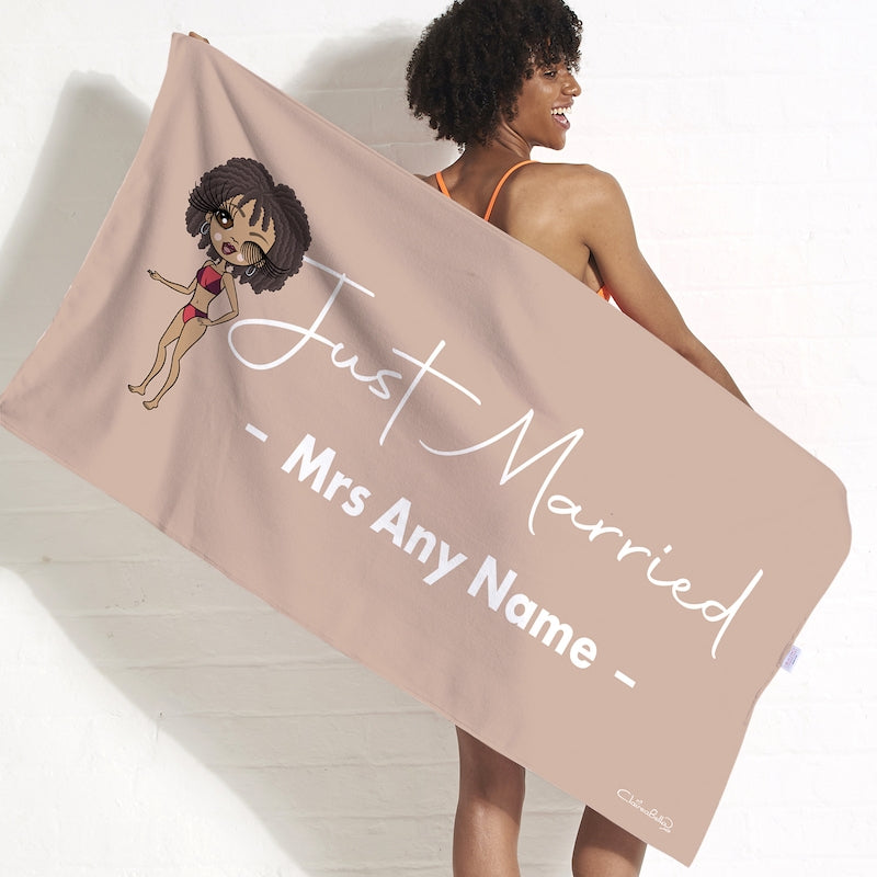 ClaireaBella Bold Just Married Beach Towel - Image 1