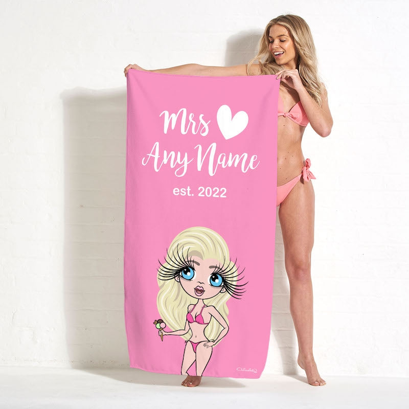 ClaireaBella Bold Matching Mrs Pink Beach Towel - Image 2