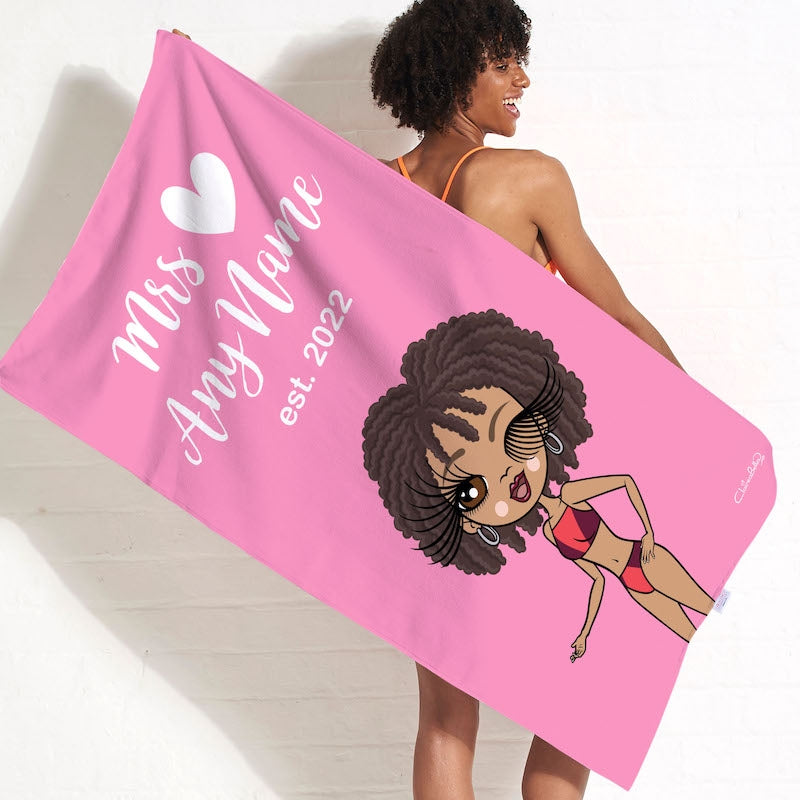 ClaireaBella Bold Matching Mrs Pink Beach Towel - Image 3