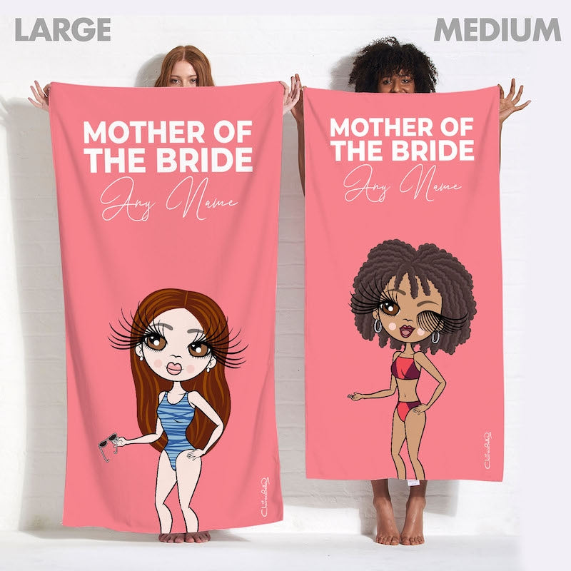 ClaireaBella Bold Mother Of The Bride Coral Beach Towel - Image 4