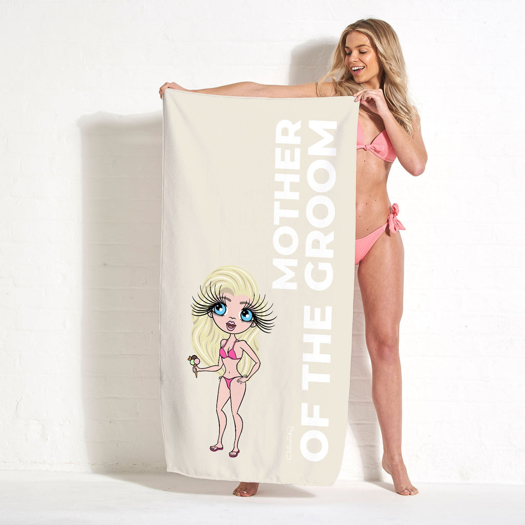 ClaireaBella Mother of the Groom Beige Beach Towel - Image 2