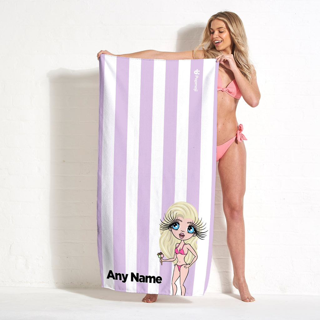 ClaireaBella Personalized Lilac Stripe Beach Towel - Image 4